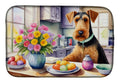 Decorating Easter Airedale Terrier Dish Drying Mat Absorbent Dish Drying Mat Pad for Kitchen Counter Dish Drainer Mat for Countertop, 14 x 21", Multicolor