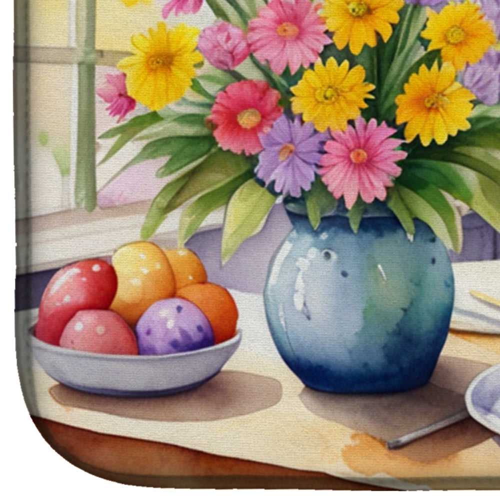 Decorating Easter Airedale Terrier Dish Drying Mat Absorbent Dish Drying Mat Pad for Kitchen Counter Dish Drainer Mat for Countertop, 14 x 21", Multicolor