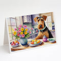 Decorating Easter Airedale Terrier Greeting Cards Pack of 8 Blank Cards with Envelopes Whimsical A7 Size 5x7