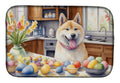 Decorating Easter Akita Dish Drying Mat Absorbent Dish Drying Mat Pad for Kitchen Counter Dish Drainer Mat for Countertop, 14 x 21", Multicolor