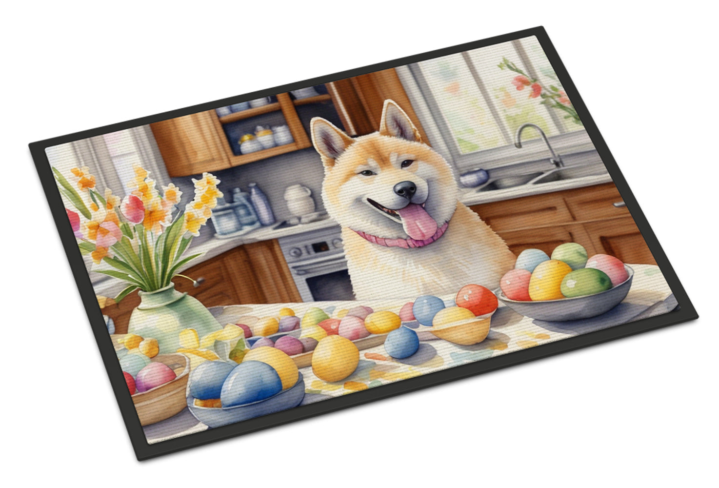 Decorating Easter Akita Doormat Indoor Outdoor 24H X 36W Front Door Mat Rugs for Entryway, Non Slip Washable Low Pile,