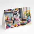 Decorating Easter Alaskan Klee Kai Greeting Cards Pack of 8 Blank Cards with Envelopes Whimsical A7 Size 5x7