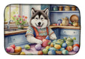 Decorating Easter Alaskan Malamute Dish Drying Mat Absorbent Dish Drying Mat Pad for Kitchen Counter Dish Drainer Mat for Countertop, 14 x 21", Multicolor