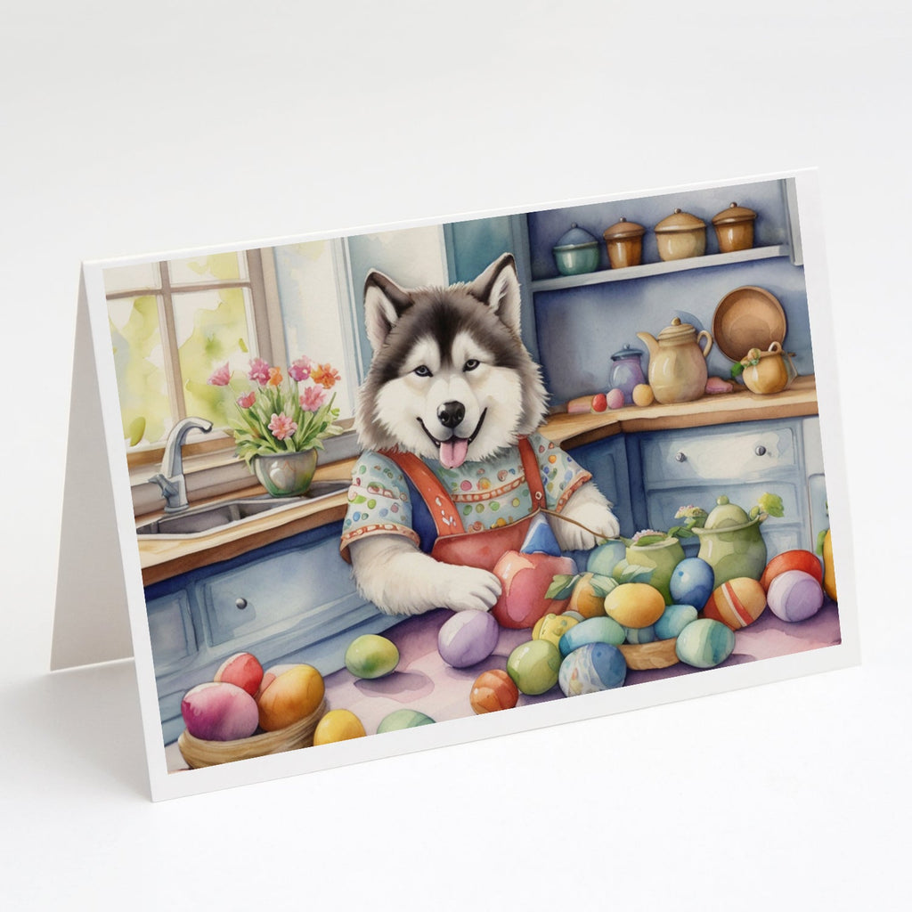 Decorating Easter Alaskan Malamute Greeting Cards Pack of 8 Blank Cards with Envelopes Whimsical A7 Size 5x7