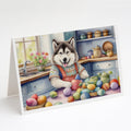 Decorating Easter Alaskan Malamute Greeting Cards Pack of 8 Blank Cards with Envelopes Whimsical A7 Size 5x7