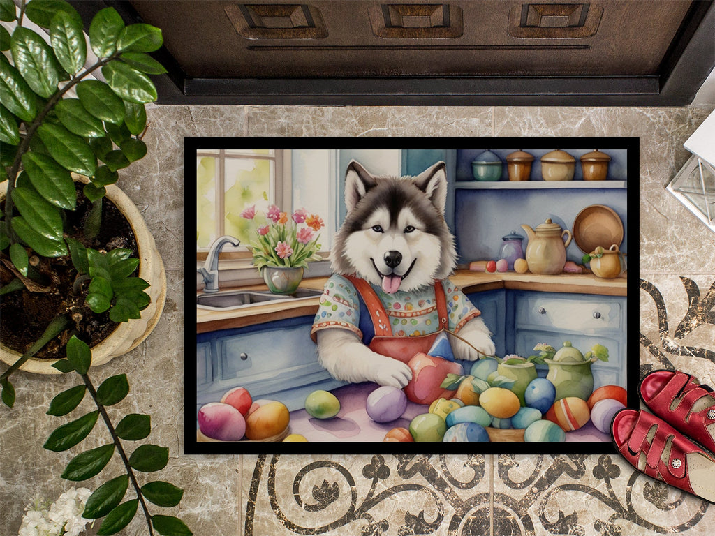 Decorating Easter Alaskan Malamute Doormat Indoor Outdoor 18H X 27W Front Door Mat Rugs for Entryway, Non Slip Washable