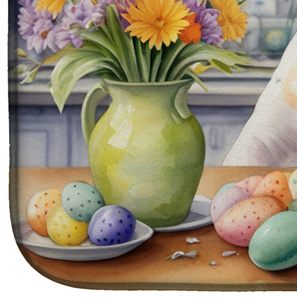 Decorating Easter American Bulldog Dish Drying Mat Absorbent Dish Drying Mat Pad for Kitchen Counter Dish Drainer Mat for Countertop, 14 x 21", Multicolor