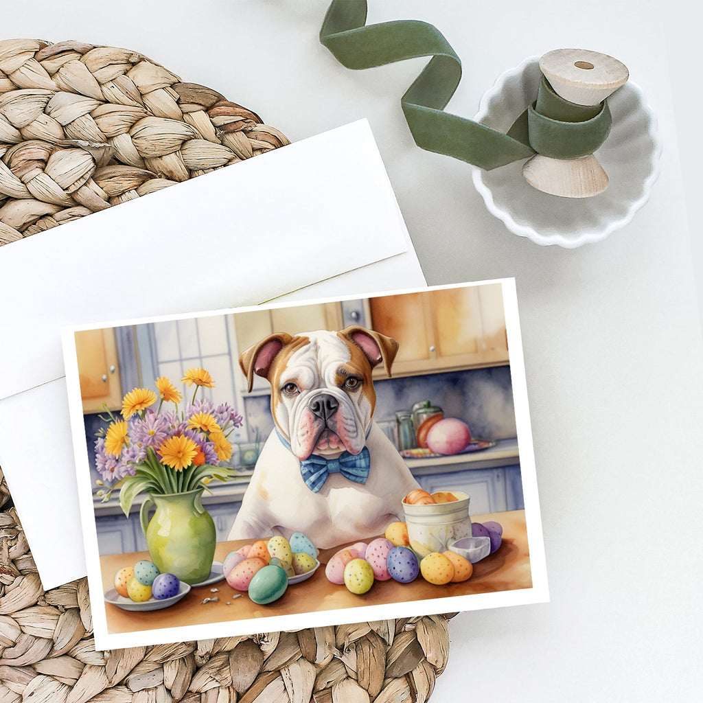 Decorating Easter American Bulldog Greeting Cards Pack of 8 Blank Cards with Envelopes Whimsical A7 Size 5x7