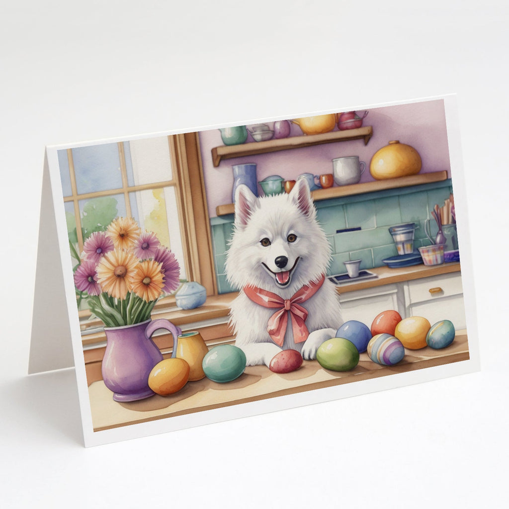 Decorating Easter American Eskimo Greeting Cards Pack of 8 Blank Cards with Envelopes Whimsical A7 Size 5x7