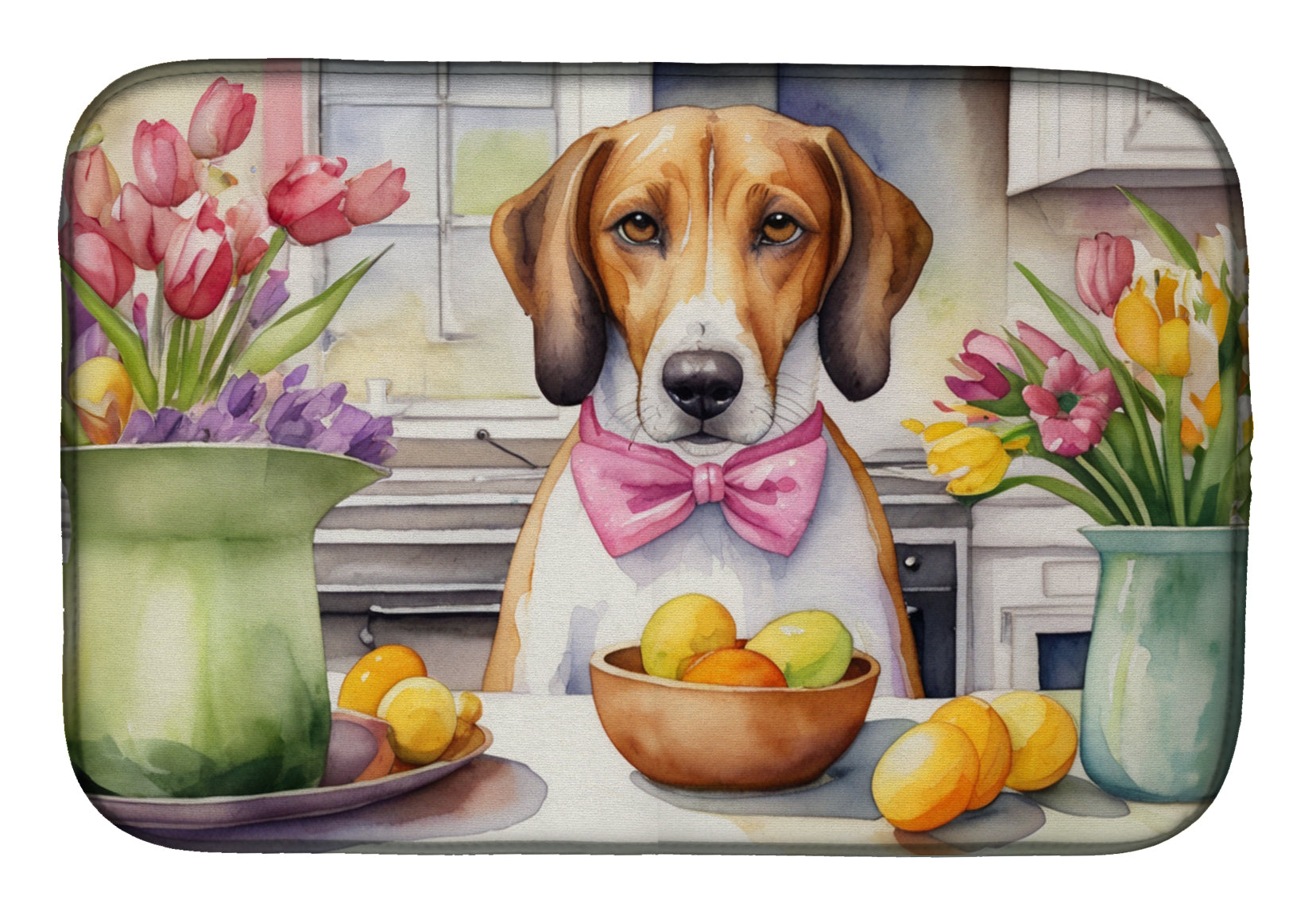 Decorating Easter American Foxhound Dish Drying Mat Absorbent Dish Drying Mat Pad for Kitchen Counter Dish Drainer Mat for Countertop, 14 x 21", Multicolor