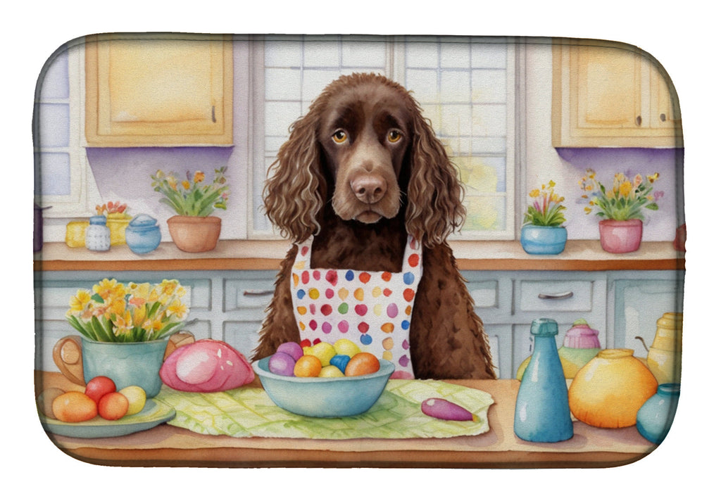 Decorating Easter American Water Spaniel Dish Drying Mat Absorbent Dish Drying Mat Pad for Kitchen Counter Dish Drainer Mat for Countertop, 14 x 21", Multicolor