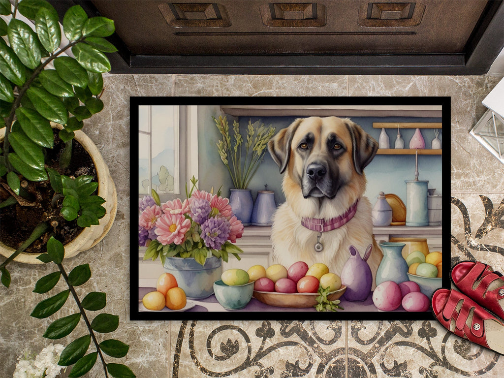 Decorating Easter Anatolian Shepherd Dog Doormat Indoor Outdoor 24H X 36W Front Door Mat Rugs for Entryway, Non Slip Washable Low Pile,
