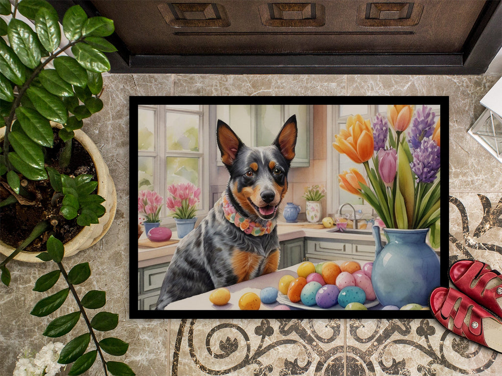 Decorating Easter Australian Cattle Dog Doormat Indoor Outdoor 18H X 27W Front Door Mat Rugs for Entryway, Non Slip Washable
