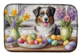 Decorating Easter Australian Shepherd Dish Drying Mat Absorbent Dish Drying Mat Pad for Kitchen Counter Dish Drainer Mat for Countertop, 14 x 21", Multicolor