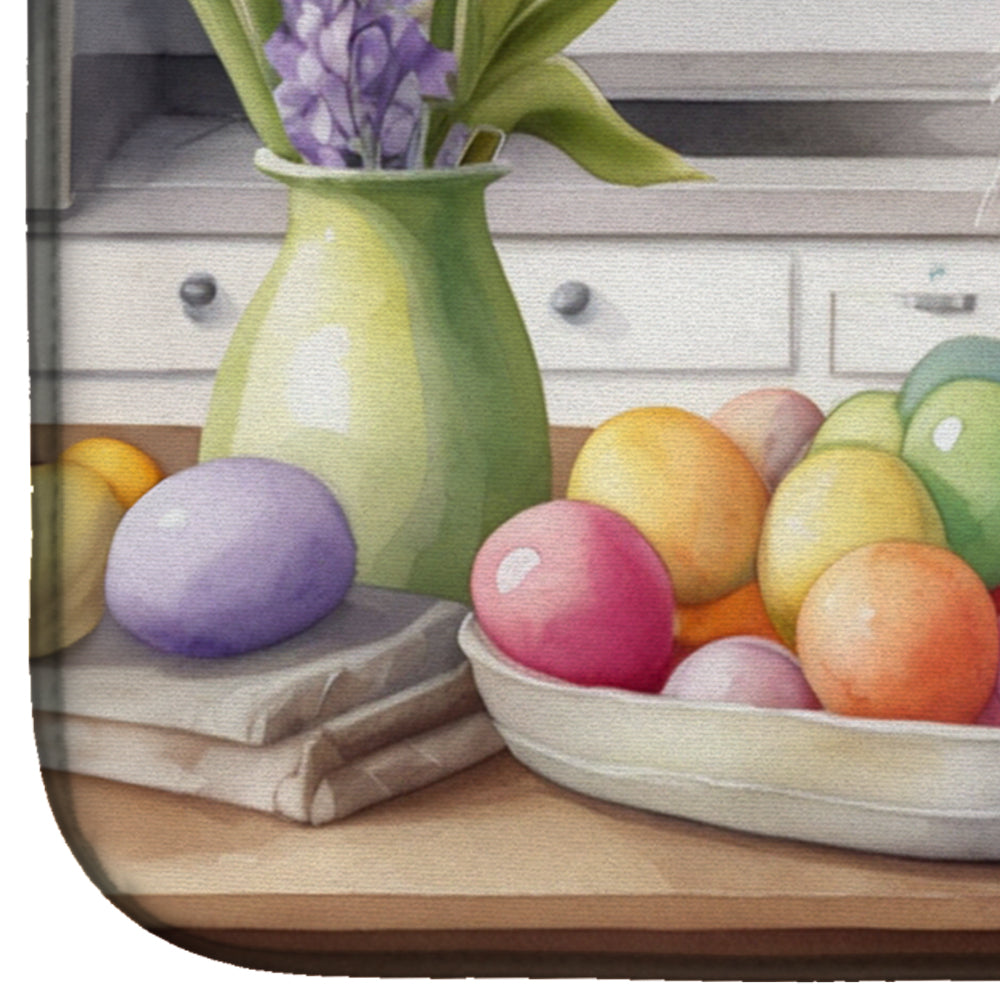 Decorating Easter Australian Shepherd Dish Drying Mat Absorbent Dish Drying Mat Pad for Kitchen Counter Dish Drainer Mat for Countertop, 14 x 21", Multicolor