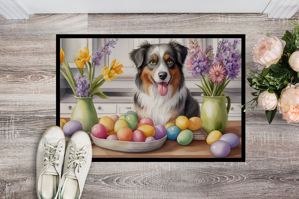 Decorating Easter Australian Shepherd Doormat Indoor Outdoor 18H X 27W Front Door Mat Rugs for Entryway, Non Slip Washable
