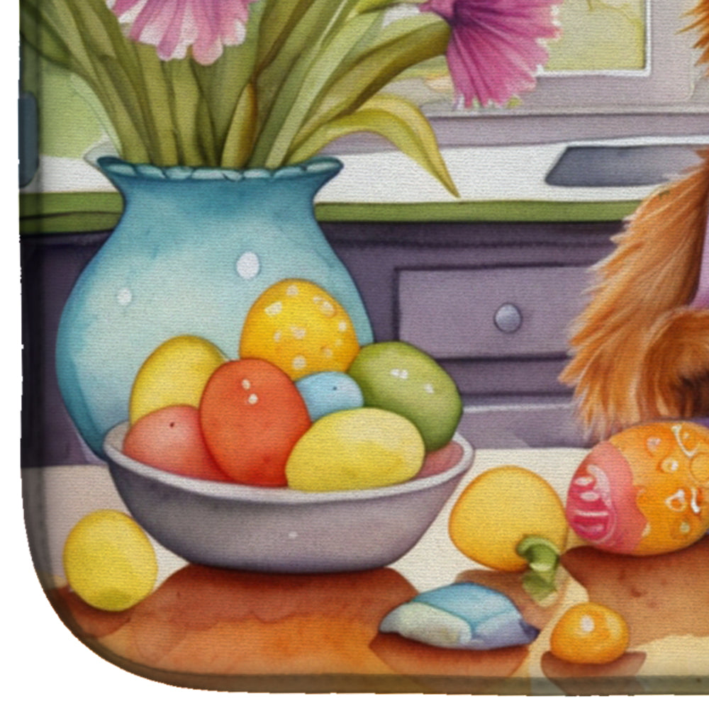 Decorating Easter Australian Terrier Dish Drying Mat Absorbent Dish Drying Mat Pad for Kitchen Counter Dish Drainer Mat for Countertop, 14 x 21", Multicolor