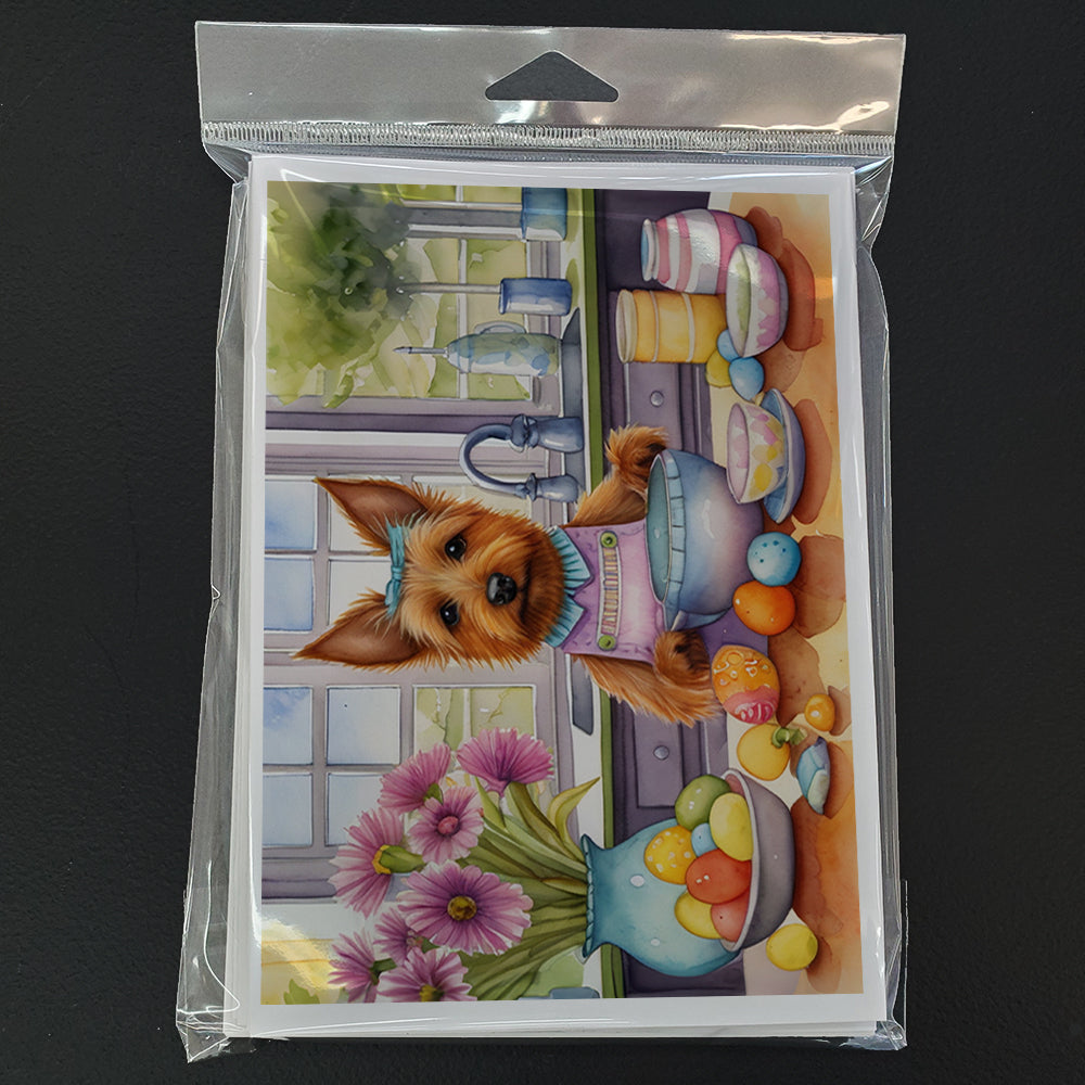 Decorating Easter Australian Terrier Greeting Cards Pack of 8 Blank Cards with Envelopes Whimsical A7 Size 5x7