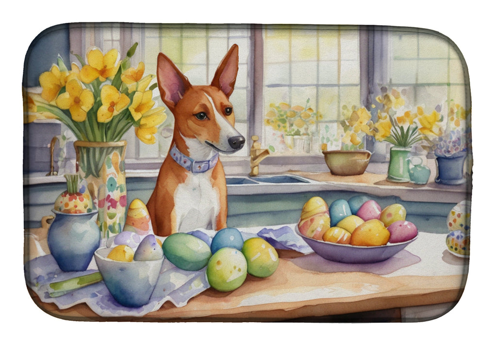 Decorating Easter Basenji Dish Drying Mat Absorbent Dish Drying Mat Pad for Kitchen Counter Dish Drainer Mat for Countertop, 14 x 21", Multicolor