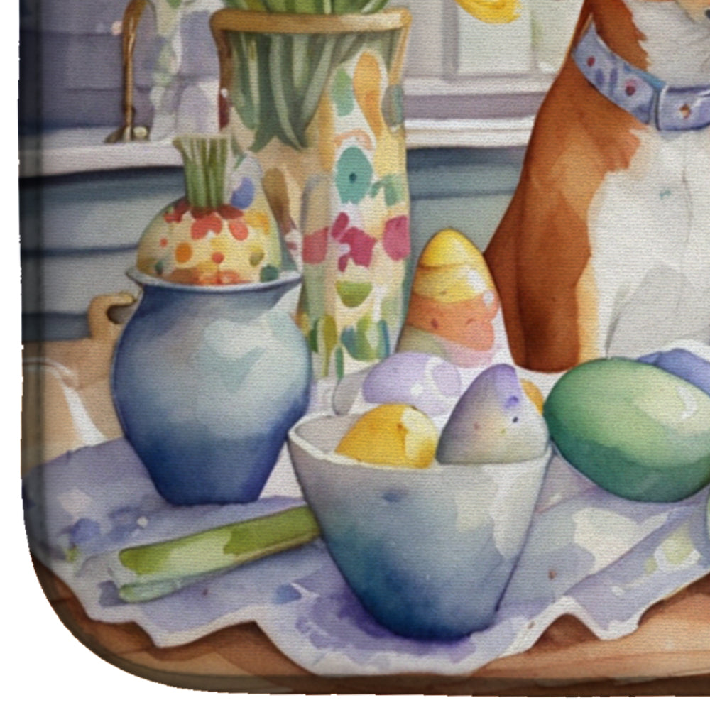 Decorating Easter Basenji Dish Drying Mat Absorbent Dish Drying Mat Pad for Kitchen Counter Dish Drainer Mat for Countertop, 14 x 21", Multicolor
