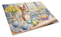 Decorating Easter Basenji Cutting Board Tempered Glass Kitchen Cutting Surface, Heat Resistant Chopping, Non-Slip Feet, Food Prep & Serving