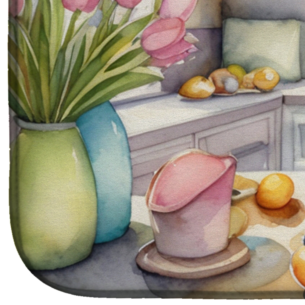 Decorating Easter Beagle Dish Drying Mat Absorbent Dish Drying Mat Pad for Kitchen Counter Dish Drainer Mat for Countertop, 14 x 21", Multicolor