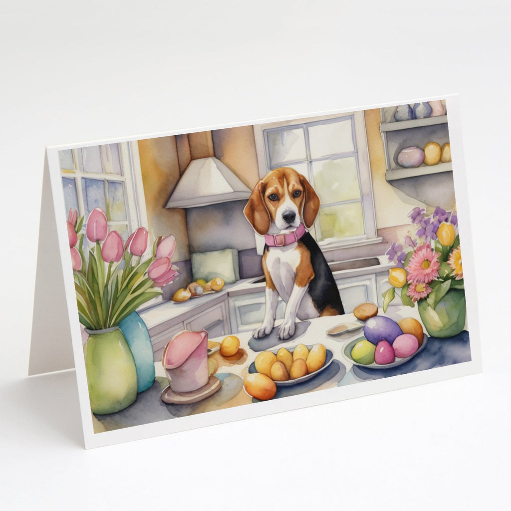 Decorating Easter Beagle Greeting Cards Pack of 8 Blank Cards with Envelopes Whimsical A7 Size 5x7
