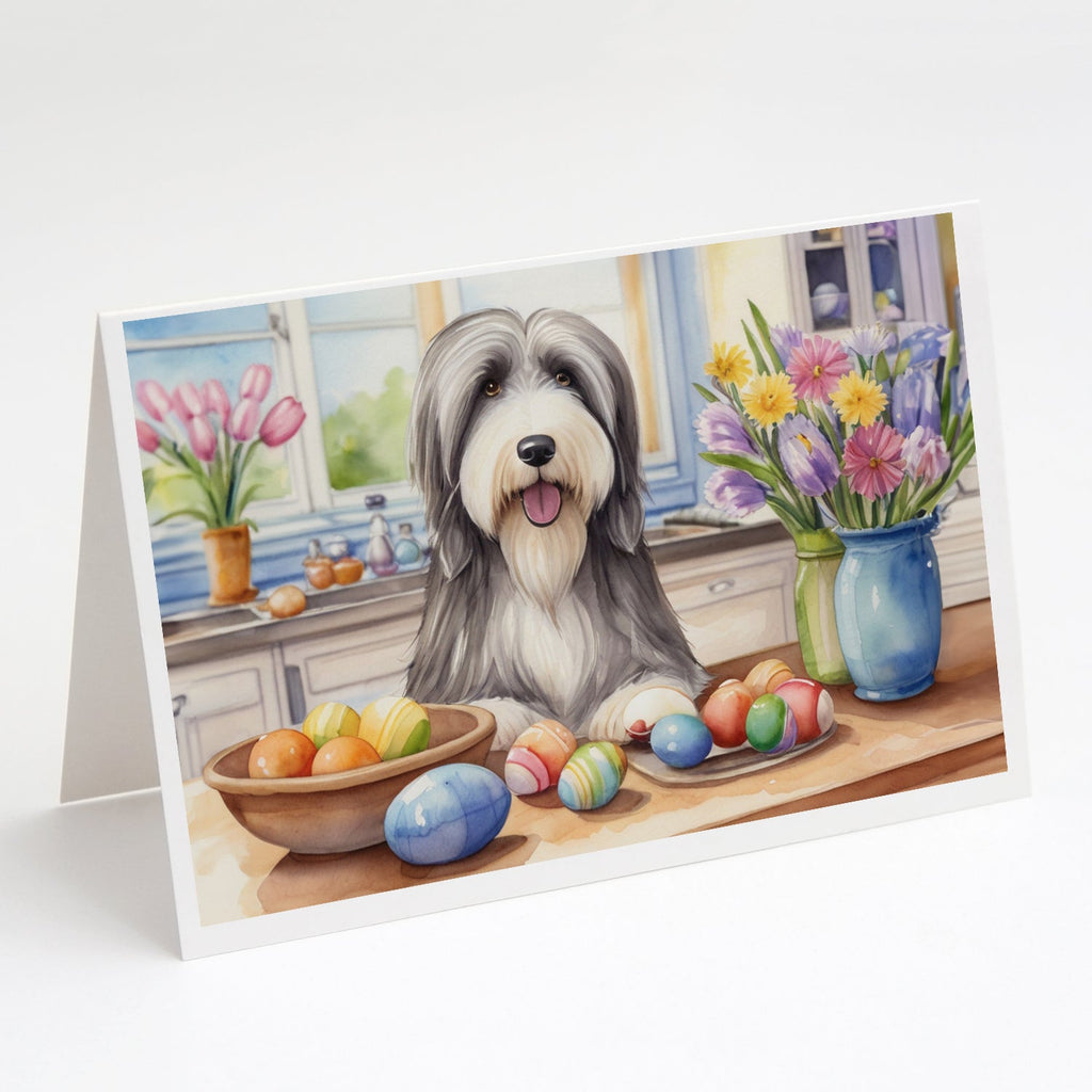 Decorating Easter Bearded Collie Greeting Cards Pack of 8 Blank Cards with Envelopes Whimsical A7 Size 5x7