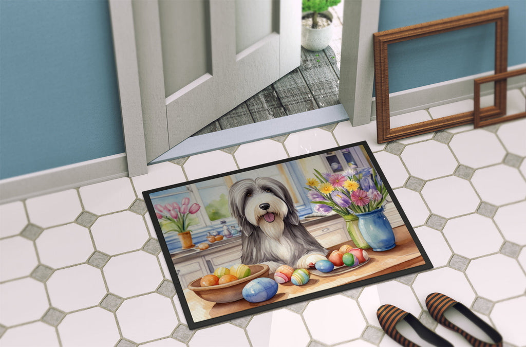 Decorating Easter Bearded Collie Doormat Indoor Outdoor 18H X 27W Front Door Mat Rugs for Entryway, Non Slip Washable