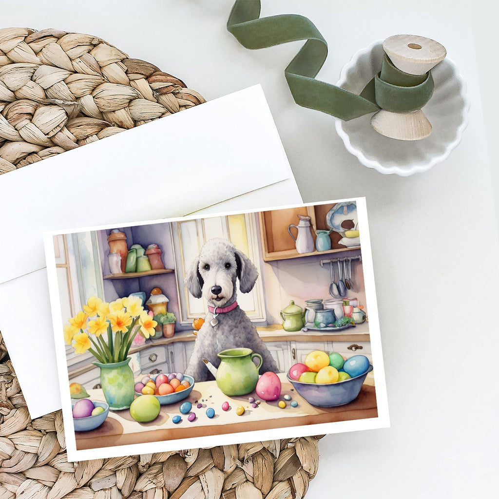 Decorating Easter Bedlington Terrier Greeting Cards Pack of 8 Blank Cards with Envelopes Whimsical A7 Size 5x7