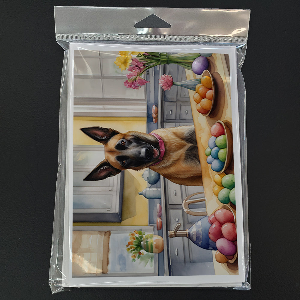 Decorating Easter Belgian Malinois Greeting Cards Pack of 8 Blank Cards with Envelopes Whimsical A7 Size 5x7