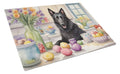Decorating Easter Belgian Sheepdog Cutting Board Tempered Glass Kitchen Cutting Surface, Heat Resistant Chopping, Non-Slip Feet, Food Prep & Serving