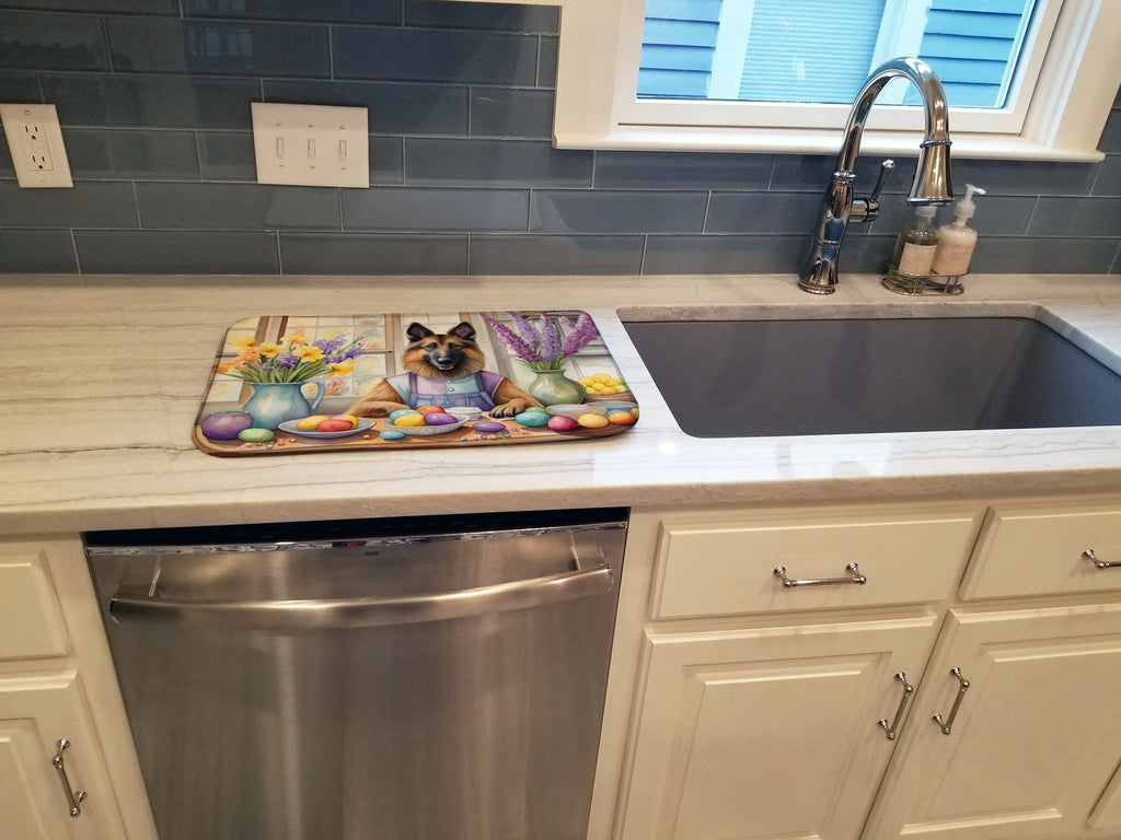 Decorating Easter Belgian Tervuren Dish Drying Mat Absorbent Dish Drying Mat Pad for Kitchen Counter Dish Drainer Mat for Countertop, 14 x 21", Multicolor