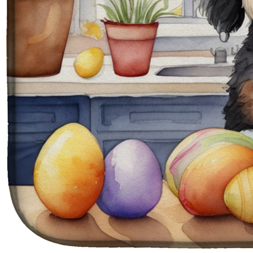 Decorating Easter Bernedoodle Dish Drying Mat Absorbent Dish Drying Mat Pad for Kitchen Counter Dish Drainer Mat for Countertop, 14 x 21", Multicolor