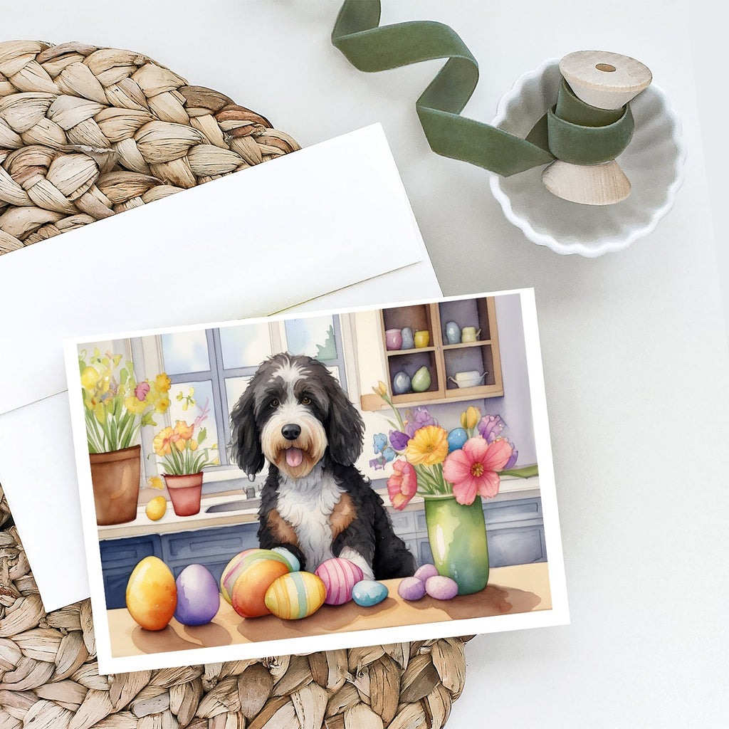 Decorating Easter Bernedoodle Greeting Cards Pack of 8 Blank Cards with Envelopes Whimsical A7 Size 5x7