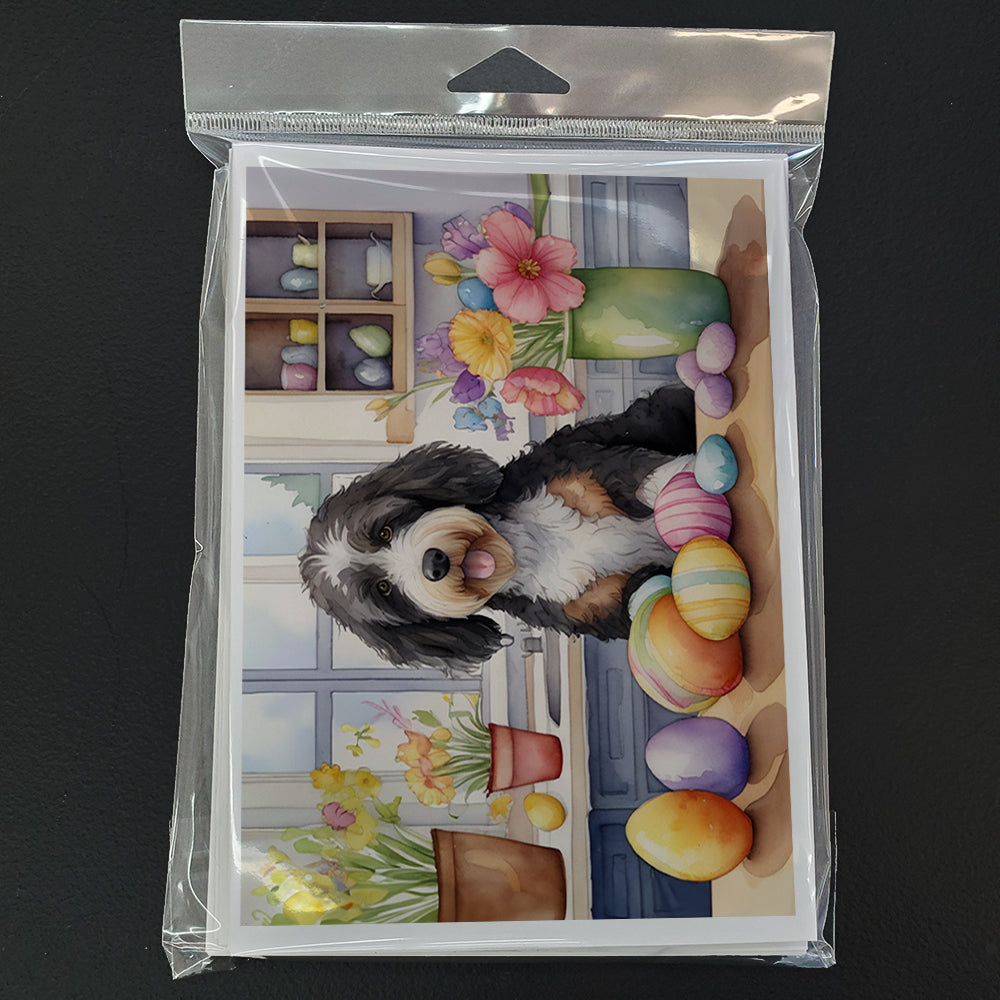 Decorating Easter Bernedoodle Greeting Cards Pack of 8 Blank Cards with Envelopes Whimsical A7 Size 5x7