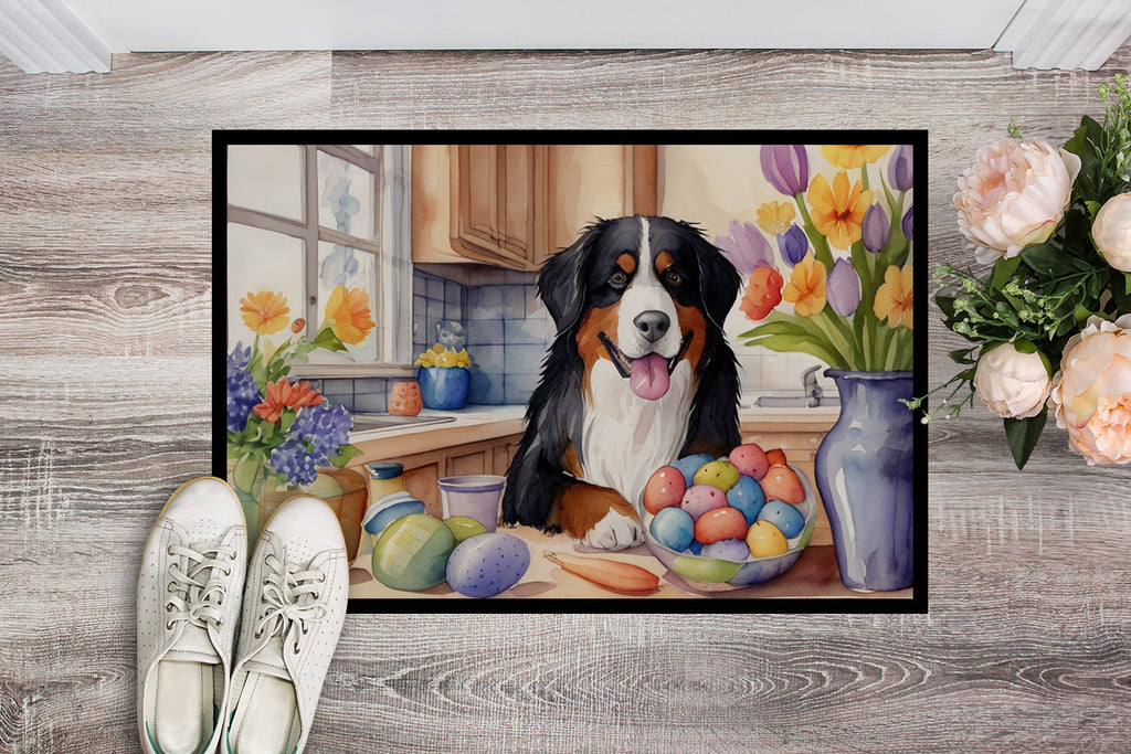 Decorating Easter Bernese Mountain Dog Doormat Indoor Outdoor 18H X 27W Front Door Mat Rugs for Entryway, Non Slip Washable