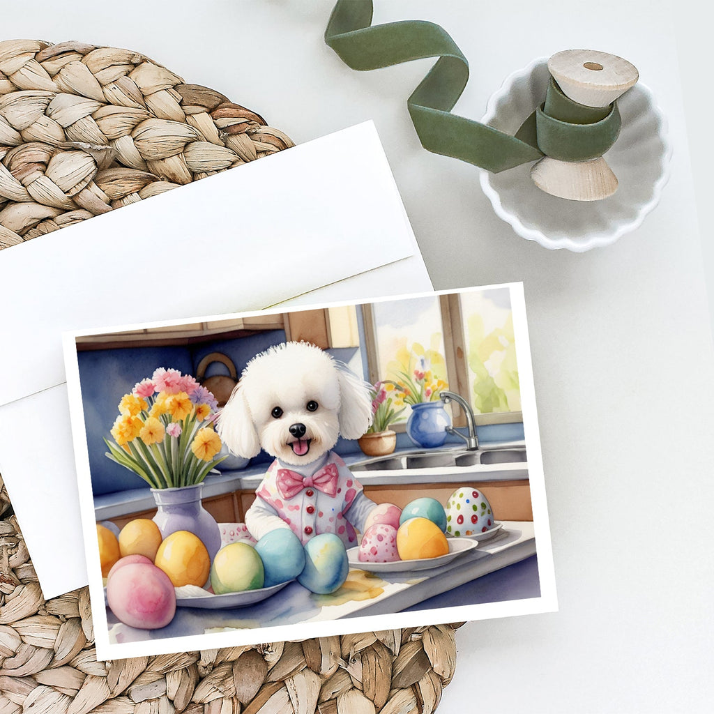 Decorating Easter Bichon Frise Greeting Cards Pack of 8 Blank Cards with Envelopes Whimsical A7 Size 5x7