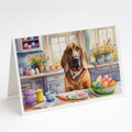 Decorating Easter Bloodhound Greeting Cards Pack of 8 Blank Cards with Envelopes Whimsical A7 Size 5x7