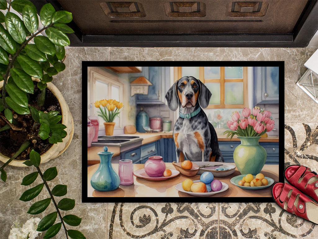Decorating Easter Bluetick Coonhound Doormat Indoor Outdoor 24H X 36W Front Door Mat Rugs for Entryway, Non Slip Washable Low Pile,