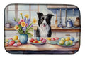 Decorating Easter Border Collie Dish Drying Mat Absorbent Dish Drying Mat Pad for Kitchen Counter Dish Drainer Mat for Countertop, 14 x 21", Multicolor