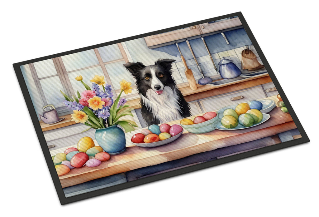 Decorating Easter Border Collie Doormat Indoor Outdoor 18H X 27W Front Door Mat Rugs for Entryway, Non Slip Washable