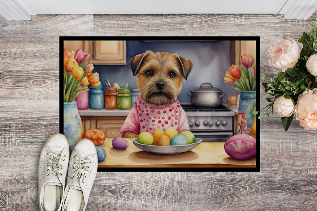 Decorating Easter Border Terrier Doormat Indoor Outdoor 24H X 36W Front Door Mat Rugs for Entryway, Non Slip Washable Low Pile,