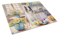Decorating Easter Borzoi Cutting Board Tempered Glass Kitchen Cutting Surface, Heat Resistant Chopping, Non-Slip Feet, Food Prep & Serving
