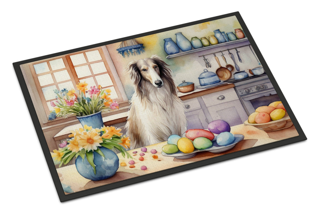 Decorating Easter Borzoi Doormat Indoor Outdoor 18H X 27W Front Door Mat Rugs for Entryway, Non Slip Washable