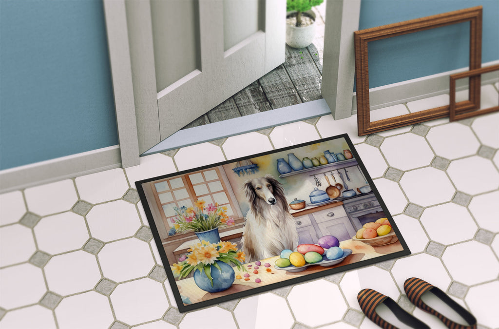Decorating Easter Borzoi Doormat Indoor Outdoor 18H X 27W Front Door Mat Rugs for Entryway, Non Slip Washable