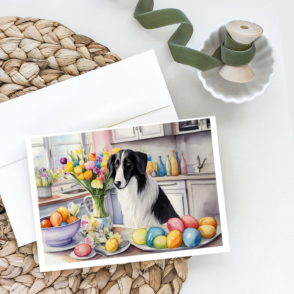 Decorating Easter Borzoi Greeting Cards Pack of 8 Blank Cards with Envelopes Whimsical A7 Size 5x7