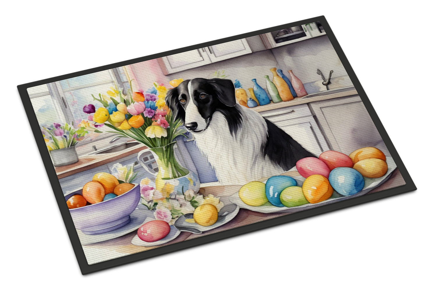 Decorating Easter Borzoi Doormat Indoor Outdoor 18H X 27W Front Door Mat Rugs for Entryway, Non Slip Washable