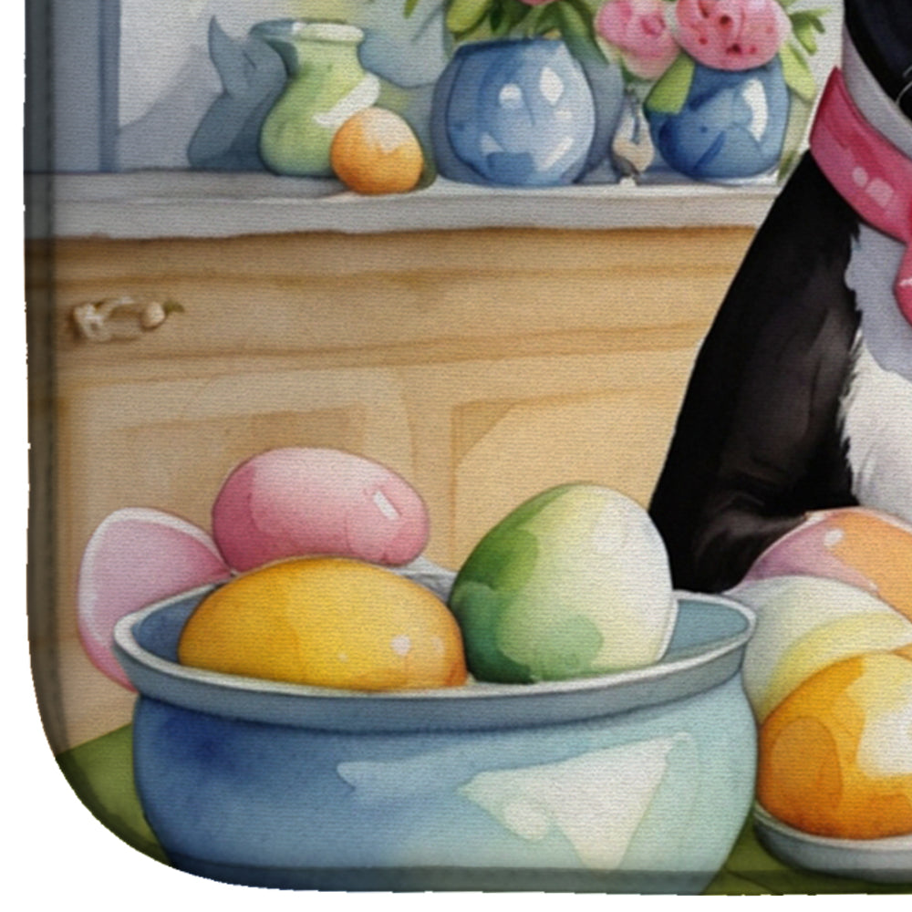Decorating Easter Boston Terrier Dish Drying Mat Absorbent Dish Drying Mat Pad for Kitchen Counter Dish Drainer Mat for Countertop, 14 x 21", Multicolor