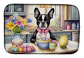 Decorating Easter Boston Terrier Dish Drying Mat Absorbent Dish Drying Mat Pad for Kitchen Counter Dish Drainer Mat for Countertop, 14 x 21", Multicolor